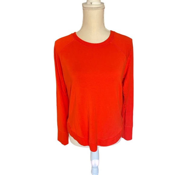 Athleta Womens Relaxed Fit Mindset Sweatshirt Long Sleeve Size M Orange - Picture 2 of 8